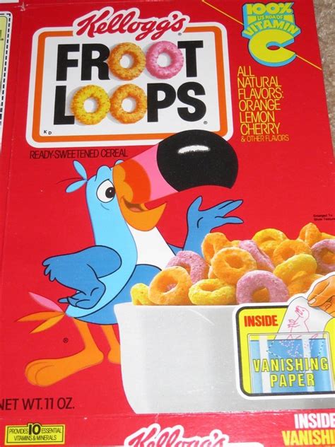 Vintage 1989 CEREAL BOX Kellogg FROOT LOOPS Vanishing Paper | eBay ...
