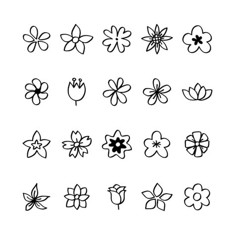 Illustration set of flower icons | Free Vector