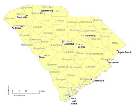 Printable South Carolina State Maps: Counties (All 46 Counties) | CCCarto