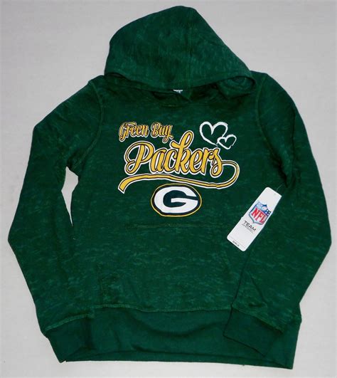 NFL GREEN BAY PACKERS GIRLS HOODED SWEATSHIRT HOODIE M L XL GREEN ...