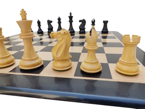 21" Ebony Wooden Chess Set - Square 55 mm - Pure Ebony and Maple wood ...