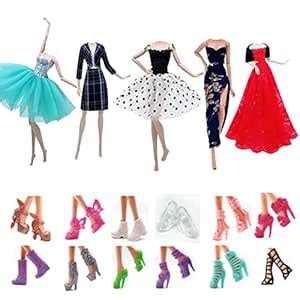 Fashion Doll Clothes Dress and Accessories 5 Sets Doll Dress Outfits ...