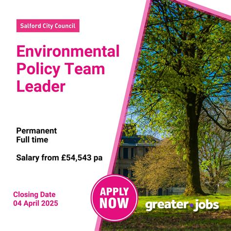 This is an exciting opportunity to lead Salford's Environmental Policy ...