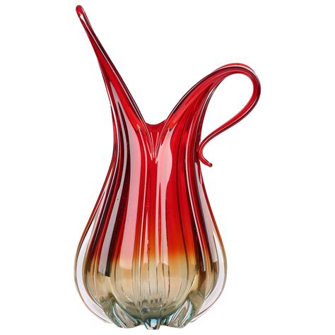Murano Italian Midcentury Freeform Cased Red Art Glass Vase at 1stDibs ...