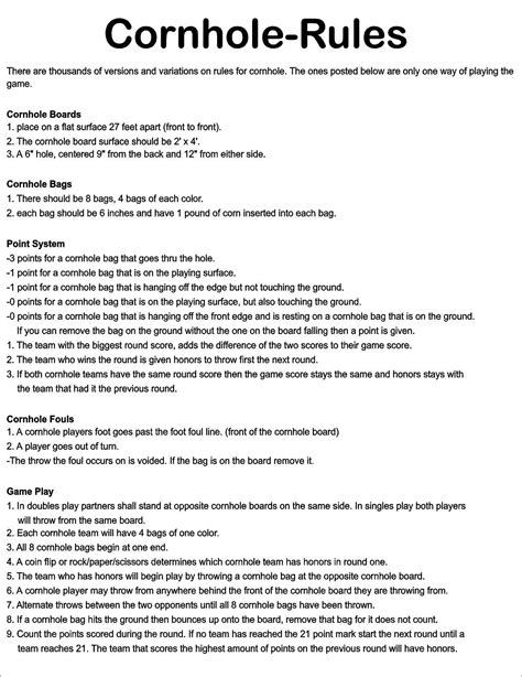 Cornhole Board Game Rules Printable File Eps Pdf Jpg Digital Download ...