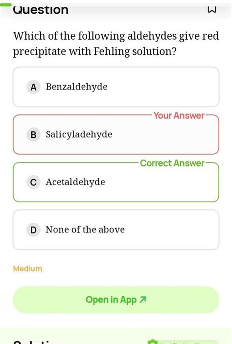 Which of the following aldehydes give red precipitate with Fehling ...