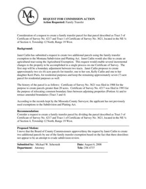 Fillable Online co missoula mt REQUEST FOR COMMISSION ACTION Action ...