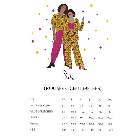 Size chart for Haute Pink