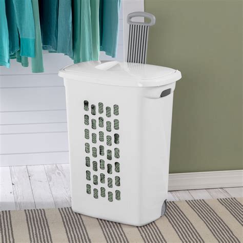 Sterilite Ultra™ Wheeled Laundry Hamper Plastic, White, Set of 2 ...