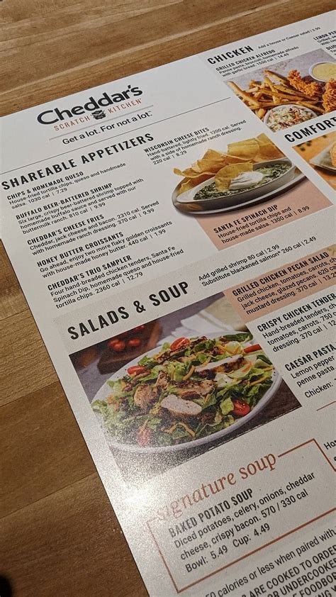 Menu at Cheddar's Scratch Kitchen restaurant, Lakeland