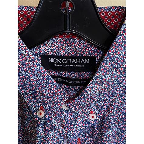 NWT $75 Nick Graham Floral LONG SLEEVE SHIRT M L 16... - Depop