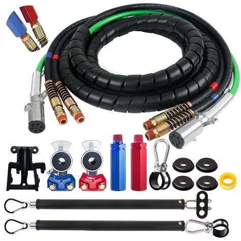 Buy 12FT 3 in 1 Semi Truck Air Lines Kit Truck Air Hose with 2pcs 16 ...