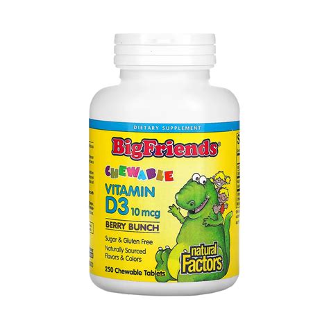 Natural Factors, Big Friends, Chewable Vitamin D3, Berry Bunch, 10 Mcg ...