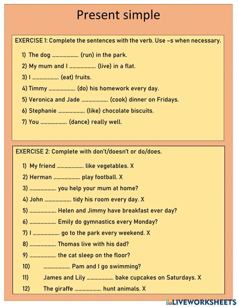 Image result for Present Simple Easy Exercises