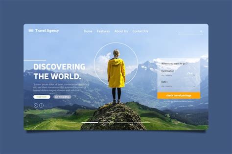 Travel landing page template with image | Free Vector