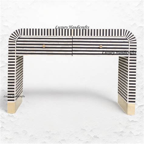 Bone Inlay Waterfall 2 Drawers Console Black – Luxury Handicrafts