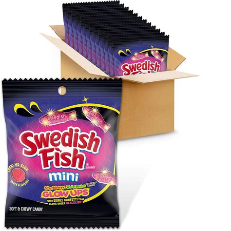 Amazon.com : SWEDISH FISH Mini Glow Ups Strawberry-Watermelon Soft ...