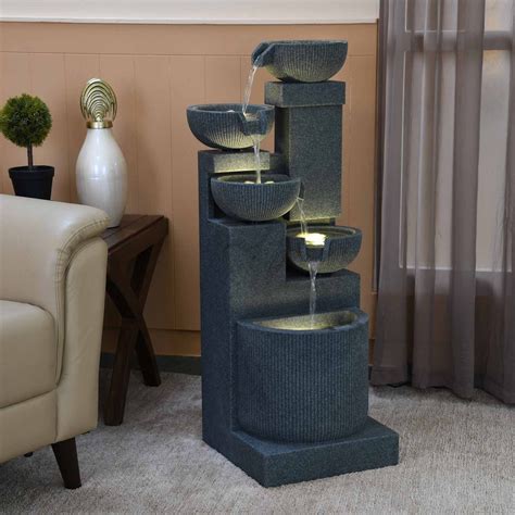 Decorative Pots on 4 Steps Water Fountain (Grey) – Nilkamal Homes