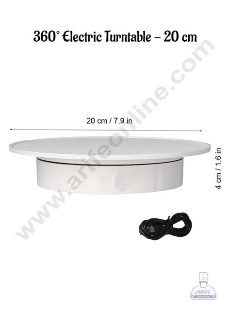 CAKE DECOR™ 20 cm 360° Degree Electric Turntable Rotating Display Stand ...