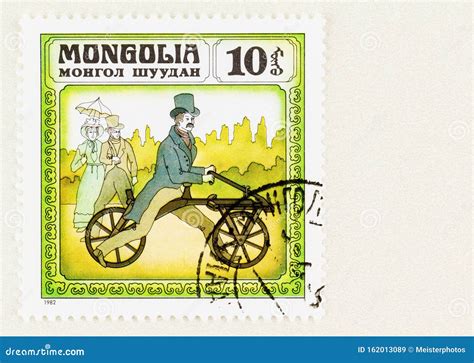 Invention of the Strider Bike on Postage Stamp Editorial Stock Image - Image of europeans ...