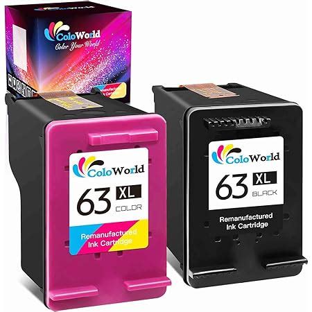 ColoWorld Remanufactured 63XL Ink Cartridge Combo Pack for HP 63XL 63 ...