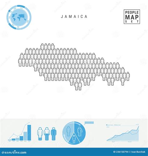 Jamaica People Icon Map. Stylized Vector Silhouette Of Jamaica. Population Growth And Aging ...