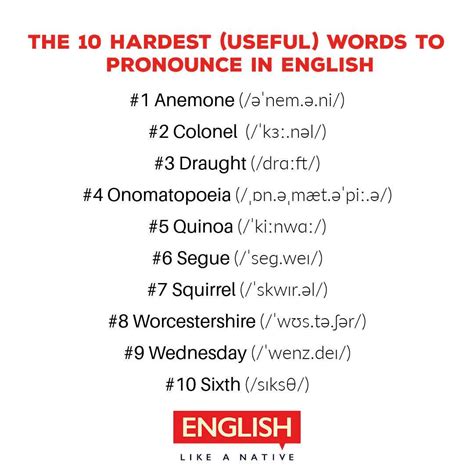 What are the 10 hardest words to pronounce in everyday English?