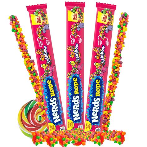 Buy Nerds Rainbow Rope, Fruit Flavored Gummy Candy Rope Covered with ...