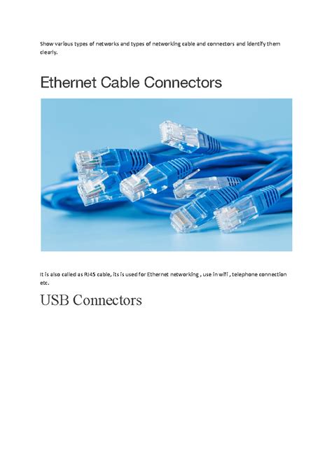 Networking Cables and Connectors Overview: Types and Uses - Studocu