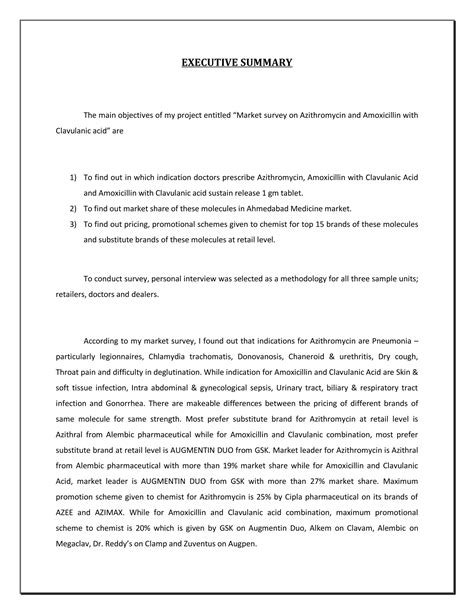 Market survey on azithromycin and amoxicillin with clavulanic acid | PDF
