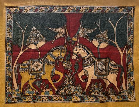 Royal Horses Kalamkari Painting | Wall Hangings