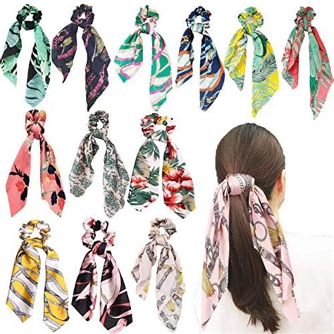 Glaaddo Satin Silk Elastic Hair Bands/Scarf Ponytail Holder Scrunchy ...