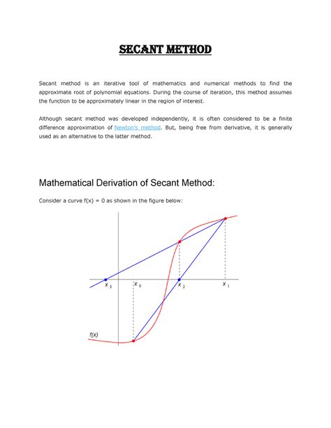 Secant Method - Secant Method Secant method is an iterative tool of ...