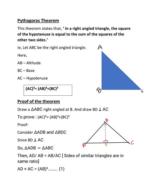 Pythagoras theorem - Its just a derivation. - Pythagoras Theorem This ...