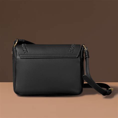 Buy Black Braided Faux Leather Sling Bag Online