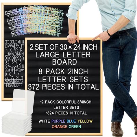 BBTO 2 Set Large Felt Letter Board 24 x 30 Inch, Changeable Letter ...