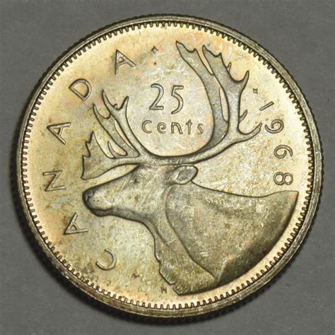 1968 Canadian Quarter Choice BU Toned – Mount Vernon Coin