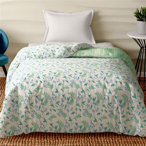 Buy PORTICO Melange White and Green Printed Cotton Single Comforter ...