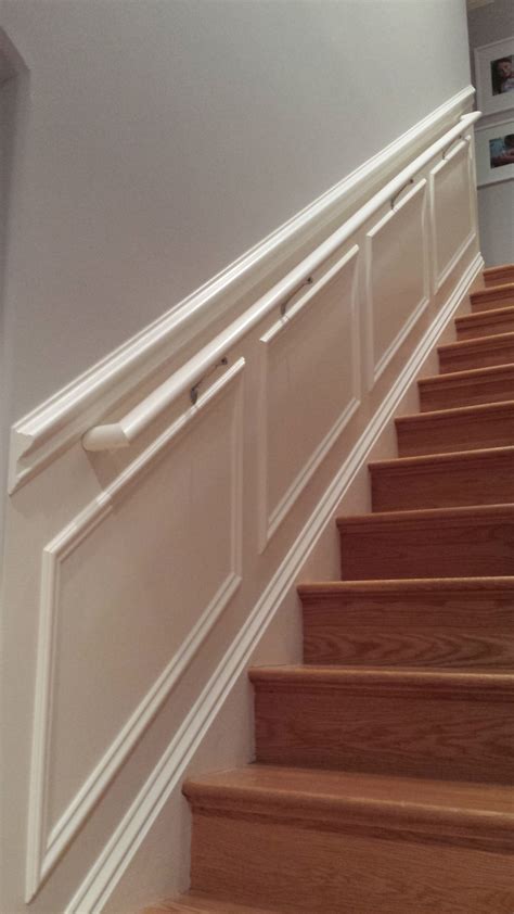 Trim Overlay Wainscoting | Staircase molding, Stair remodel, Stairs