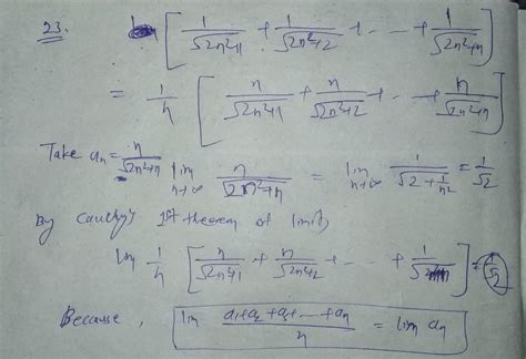 23. prove that lim 2 + 2 +..+ v(2n +1) (2 +2) 24. show that lim + (n +1 ...