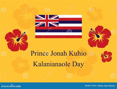Prince Jonah Kuhio Kalanianaole Day Vector Stock Illustration ...