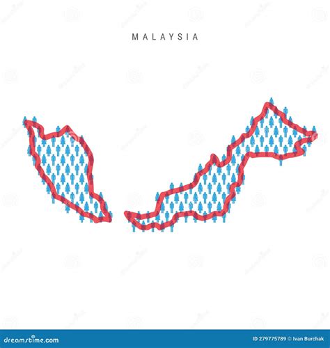 Malaysia Population Map. Large Group Of People In A Shape Of Malaysian Map. Flat Vector ...