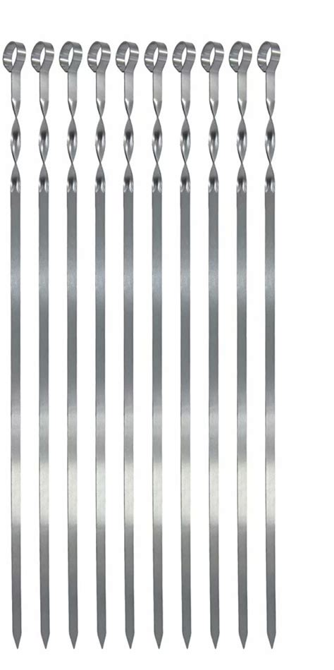 Buy Cribun 10 Pack Kabob Skewers for Grilling 15 Long - Flat Metal BBQ ...