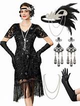 YESSA Black Flapper Dresses 1920s Dresses For Women,V Neck Great Gatsby ...