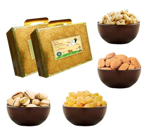 Buy Dry Fruits Baby Birth Announcement Gold Suitcase Online from Mirchi ...