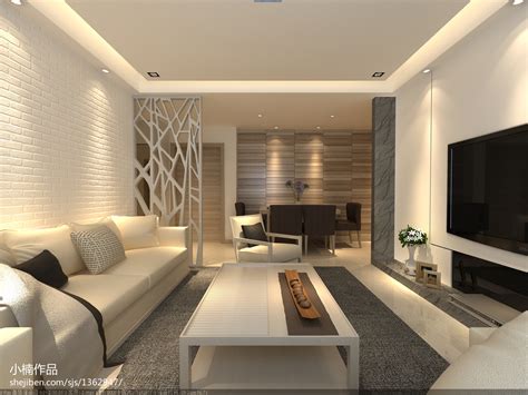 现代简约小型客厅镂空隔断装修效果图 – 设计本装修效果图