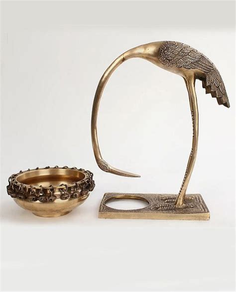 Brass Beautiful Leaning Flamingo With Urli (Height : 12 Inches) – AONA ...