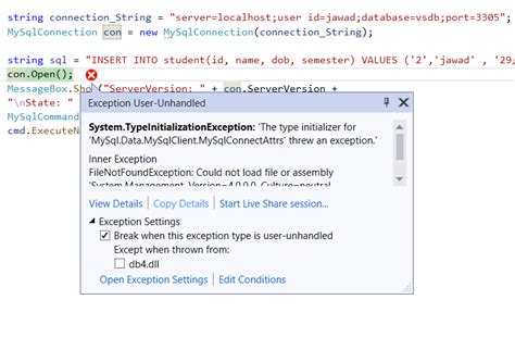 Image result for Error Connection MySQL Visual Studio