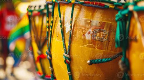 A closeup of a traditional Brazilian drum used in samba music ...