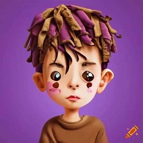 Boy wearing purple and brown clothes